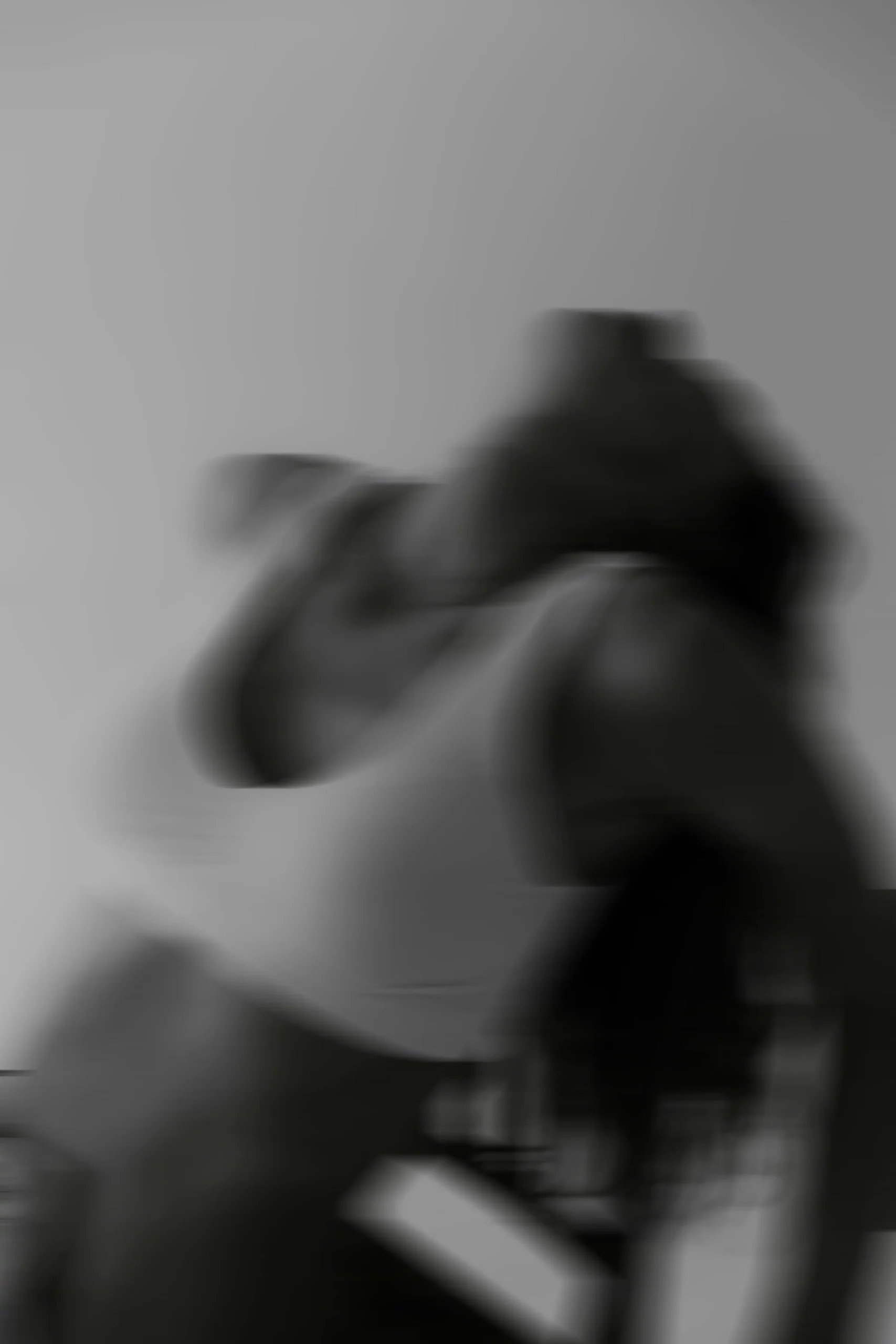 Abstract blurred figure in motion, capturing energy and transformation